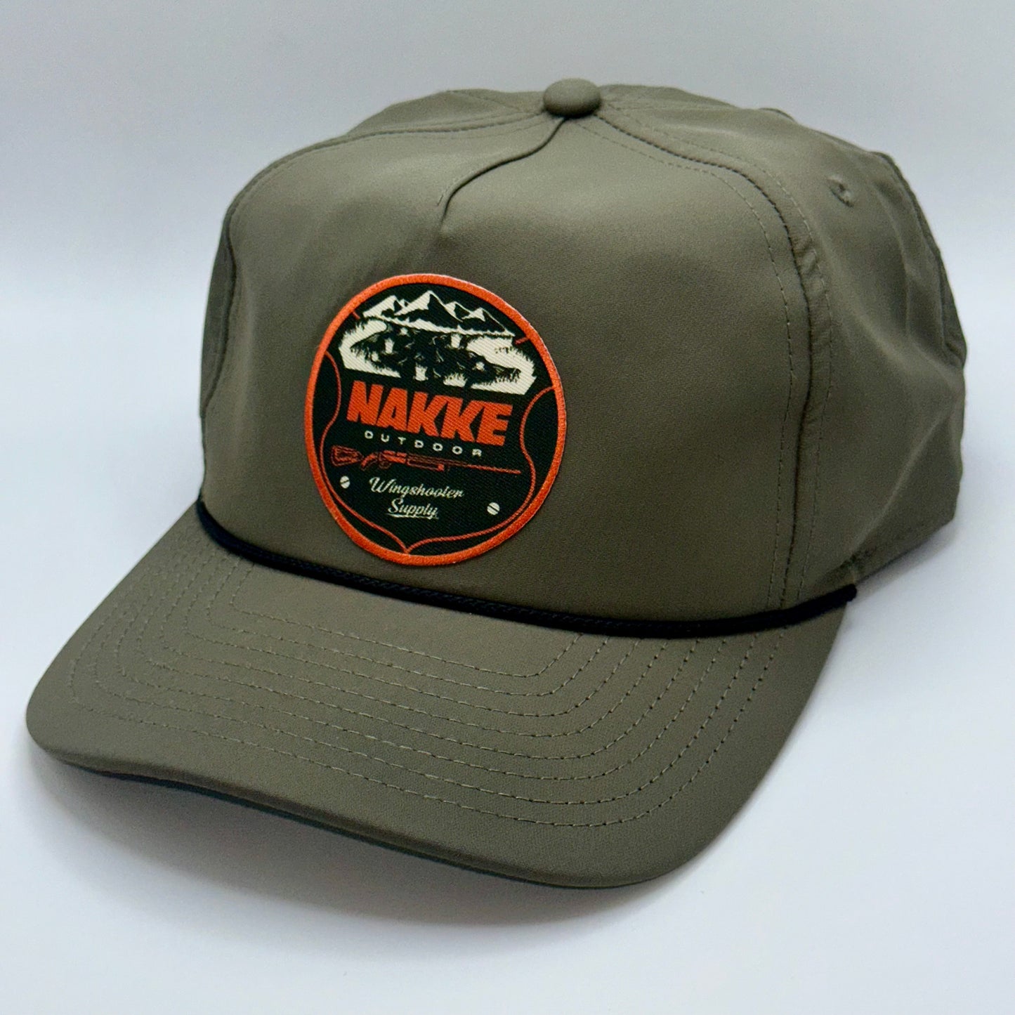 Olive green unstructured snapback (outdoor patch)