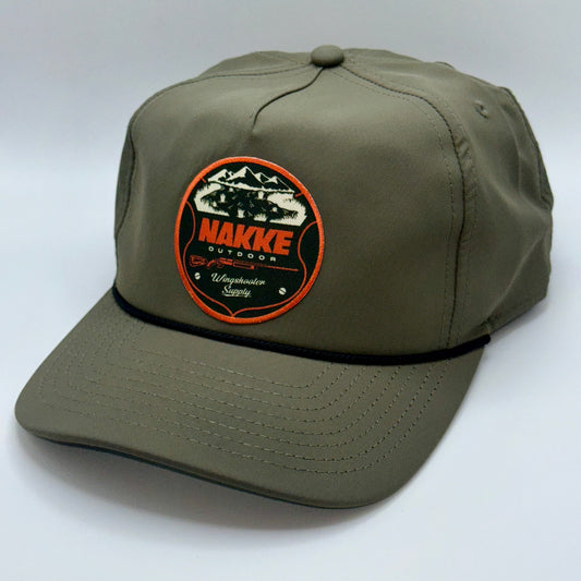 Olive green unstructured snapback (outdoor patch)