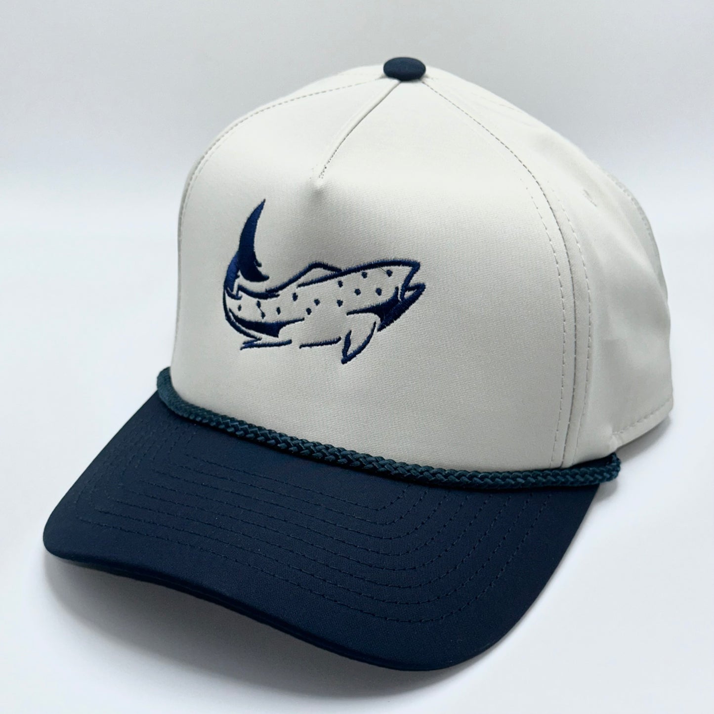 Putty/Navy fish logo snapback