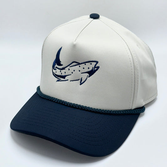Putty/Navy fish logo snapback
