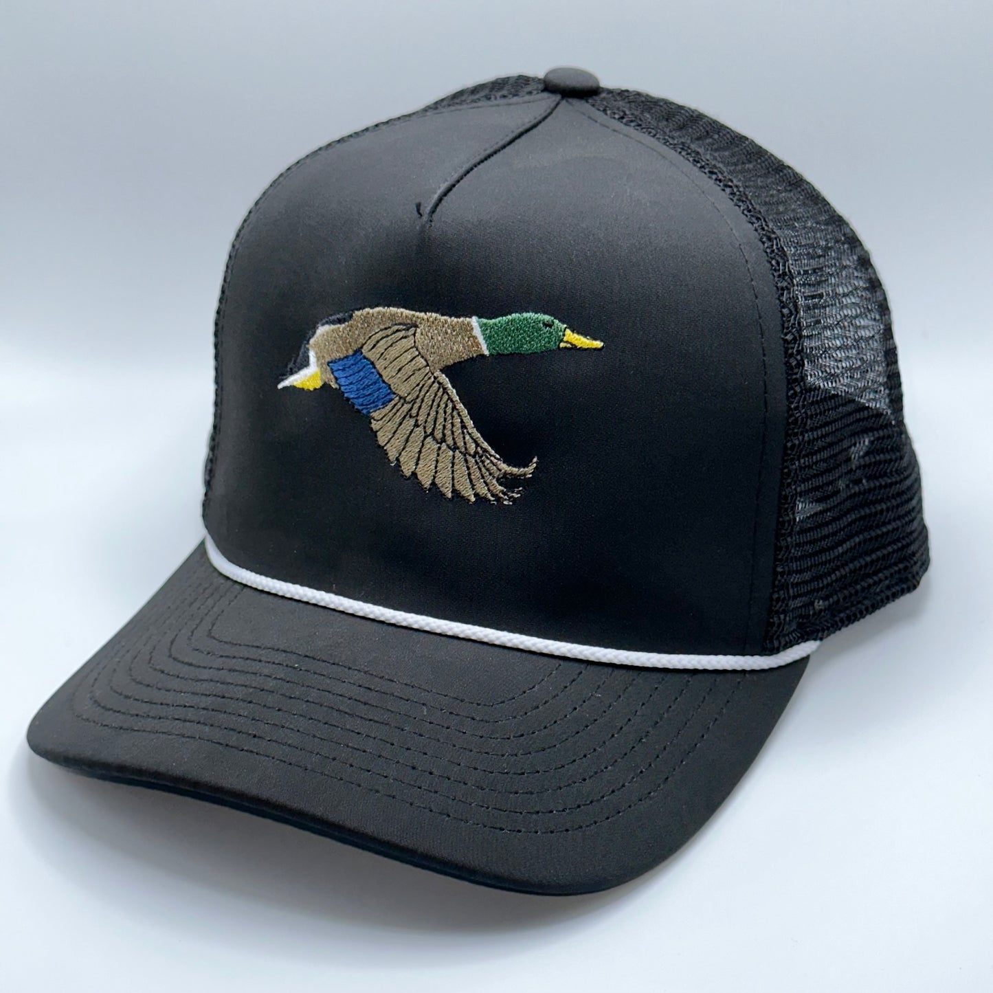 Black 5 panel retro fit mesh back - mallard hat