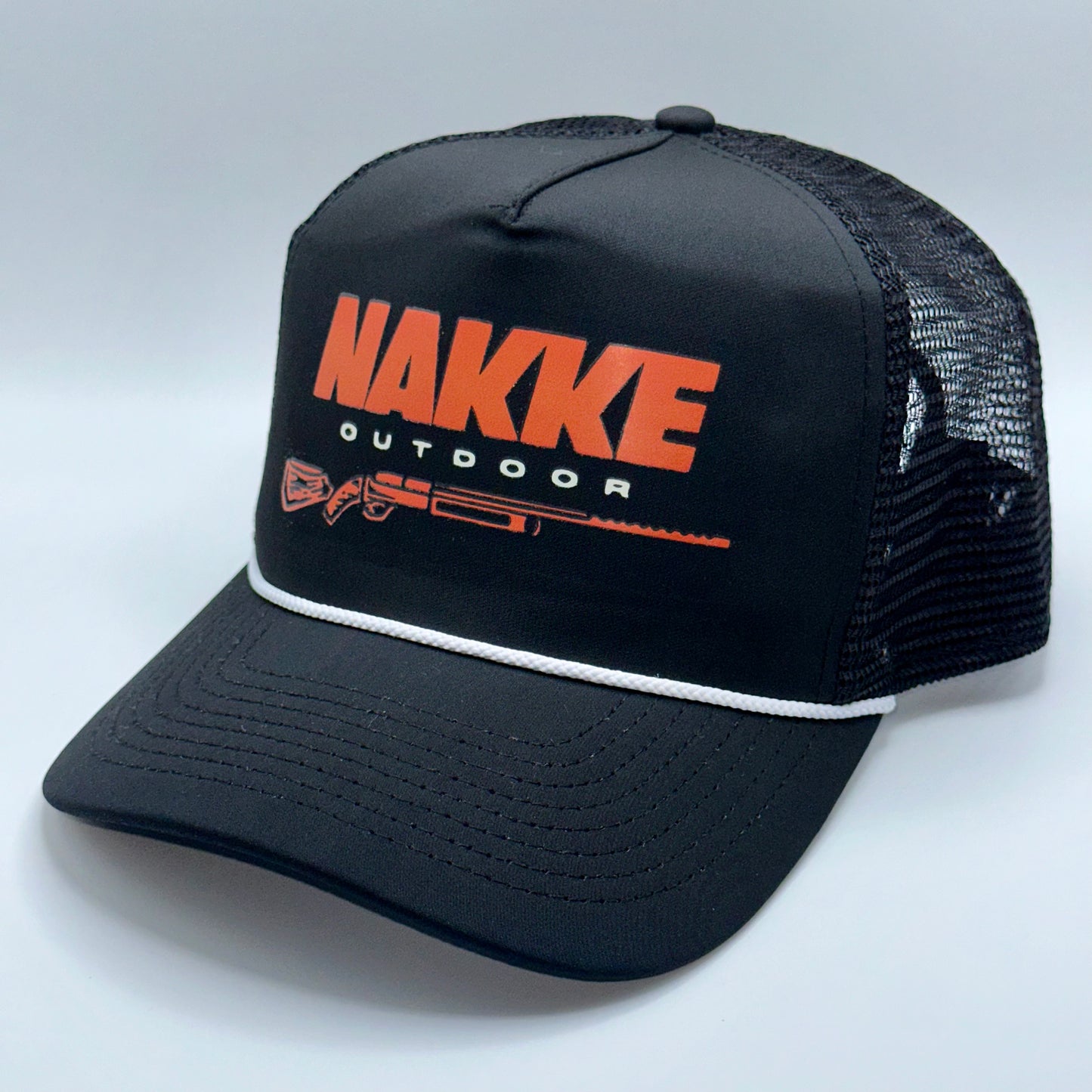 Black 5 Panel Retro Fit Mesh Back Shotgun Hat
