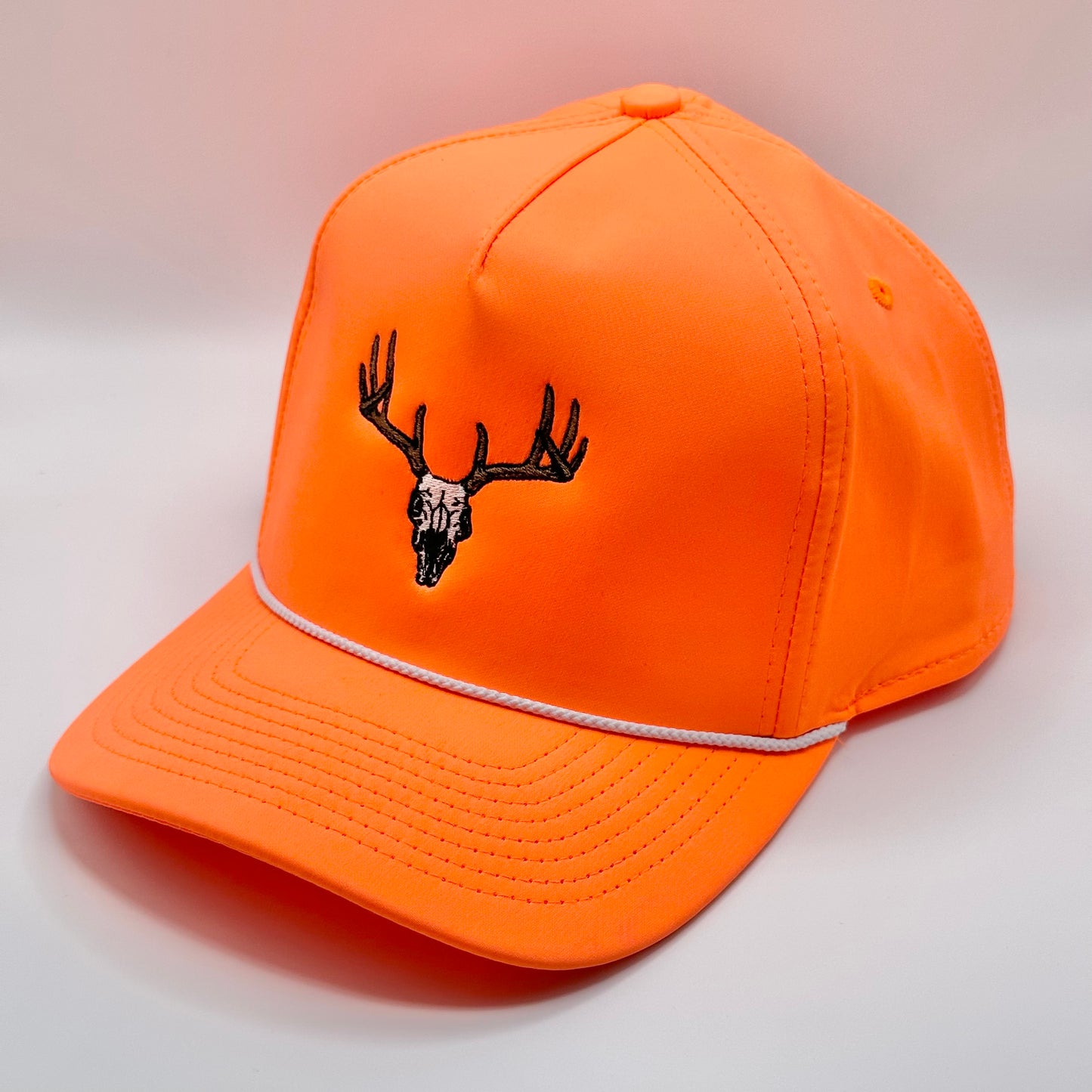 Neon orange buck skull snapback